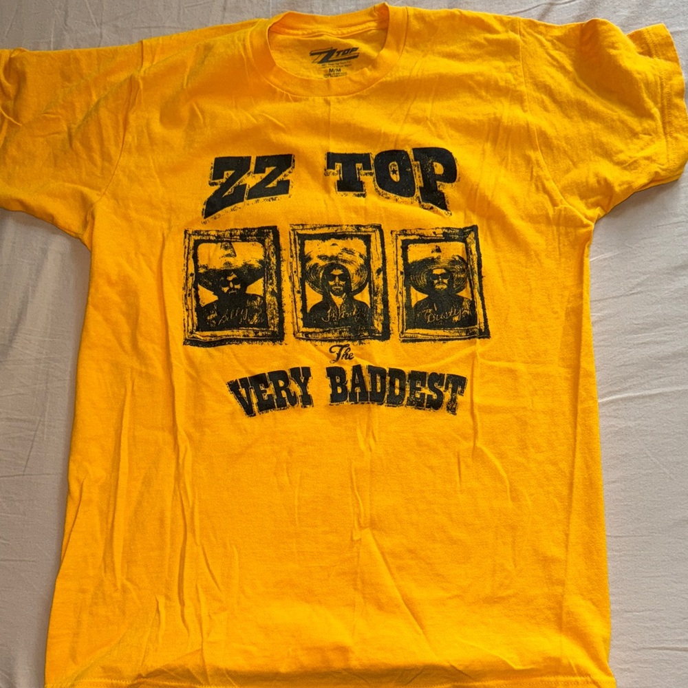 Men Yellow ZZ Top band Graphic T-Shirt used vintage